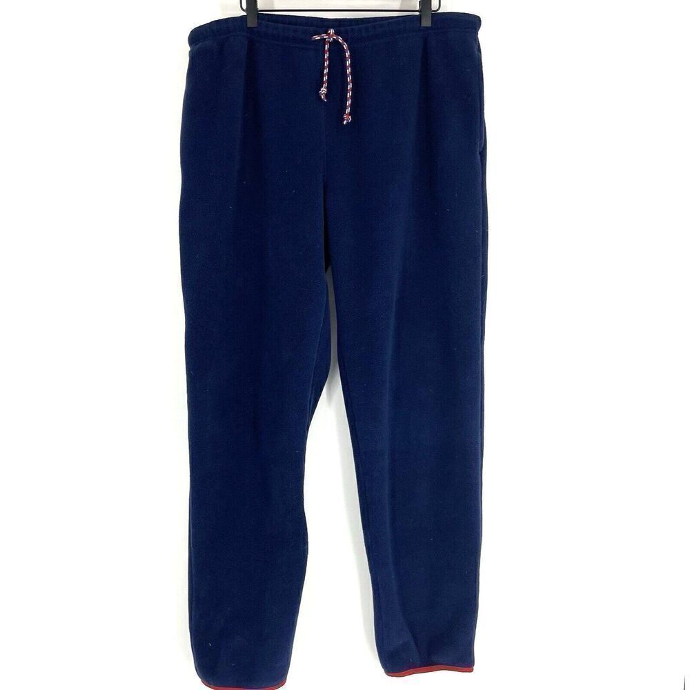 Patagonia Pants Size XL Mens Navy Red Synchilla Fleece Snap T Pull On Jogger